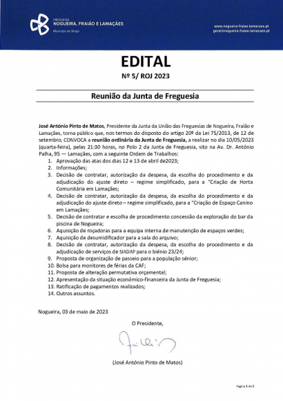 EDITAL DE 3 DE MAIO DE 2023