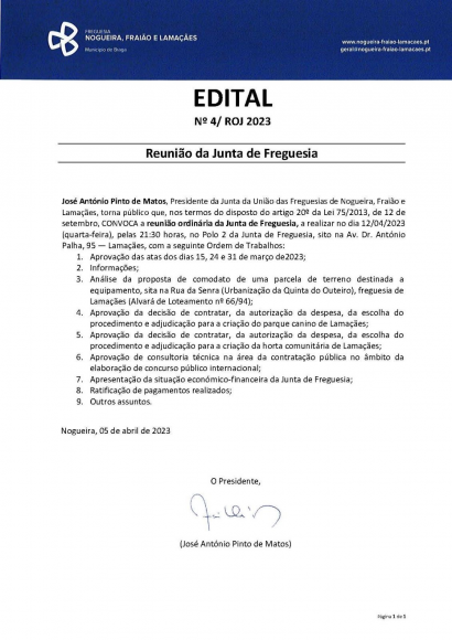 EDITAL DE 5 DE ABRIL DE 2023